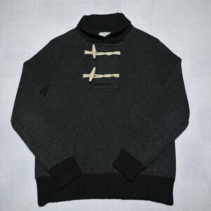 Wallace & Barnes Wool Blend Sweater Mens Medium Shawl Collar Toggle Rope Black